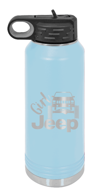 Girl Jeep Cherokee - 32oz Water Bottle Laser Engraved- Light Blue