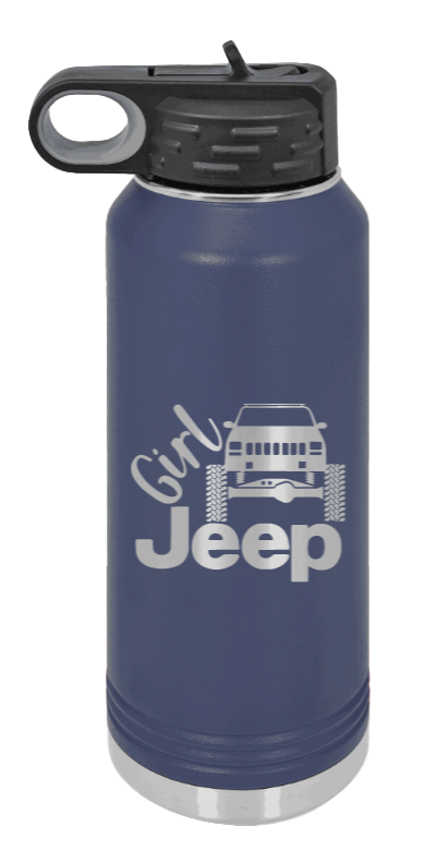Girl Jeep Cherokee - 32oz Water Bottle Laser Engraved- Navy