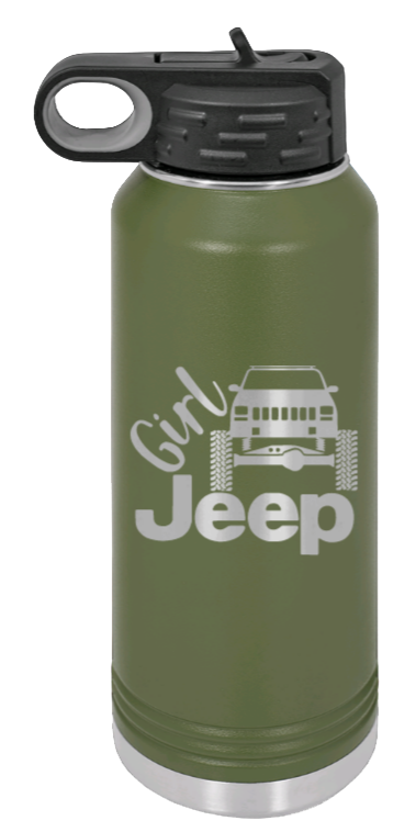 Girl Jeep Cherokee - 32oz Water Bottle Laser Engraved- Olive