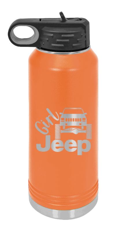 Girl Jeep Cherokee - 32oz Water Bottle Laser Engraved- Orange