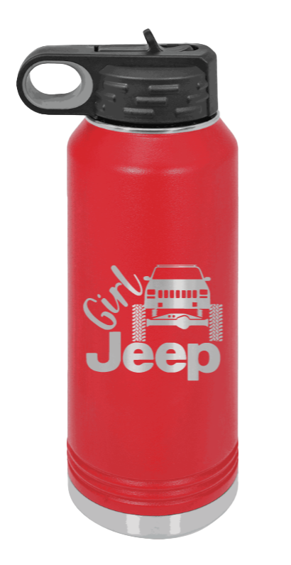 Girl Jeep Cherokee - 32oz Water Bottle Laser Engraved- Red