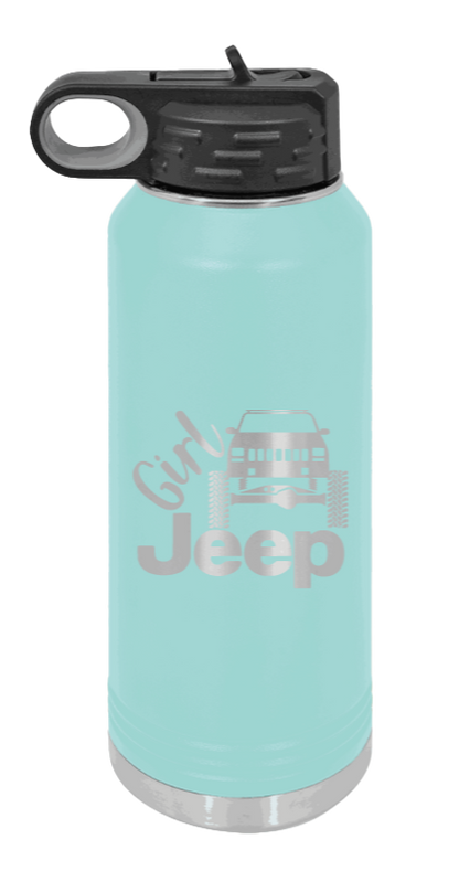 Girl Jeep Cherokee - 32oz Water Bottle Laser Engraved- Teal