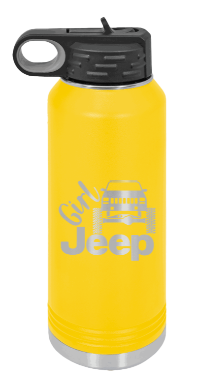 Girl Jeep Cherokee - 32oz Water Bottle Laser Engraved- Yellow