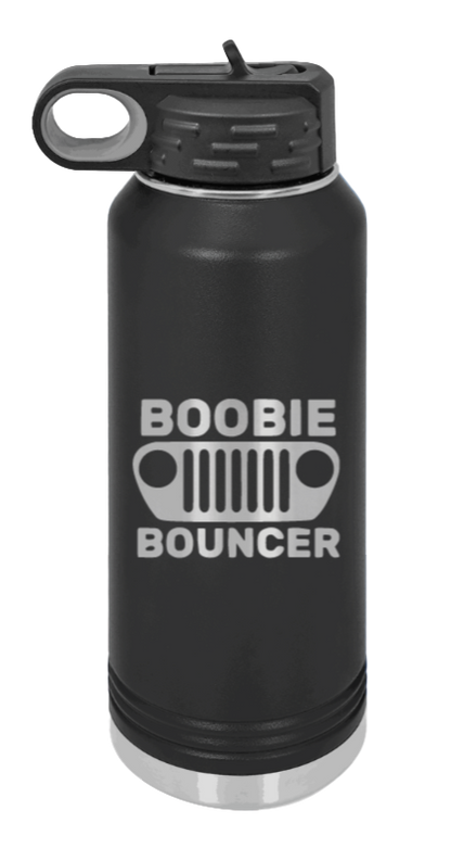 Boobie Bouncer - 32oz Water Bottle Laser Engraved- Black