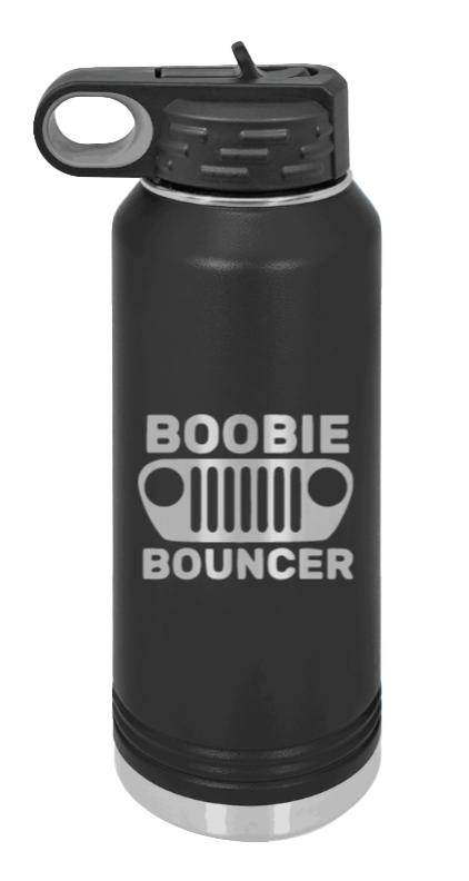 Boobie Bouncer - 32oz Water Bottle Laser Engraved- Black