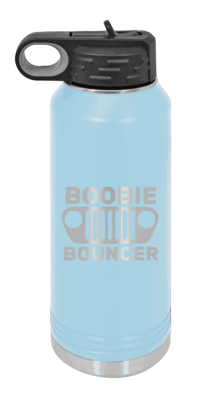 Boobie Bouncer - 32oz Water Bottle Laser Engraved- Light Blue