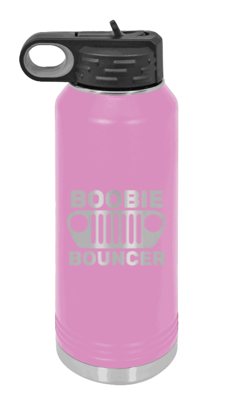 Boobie Bouncer - 32oz Water Bottle Laser Engraved- Light Purple