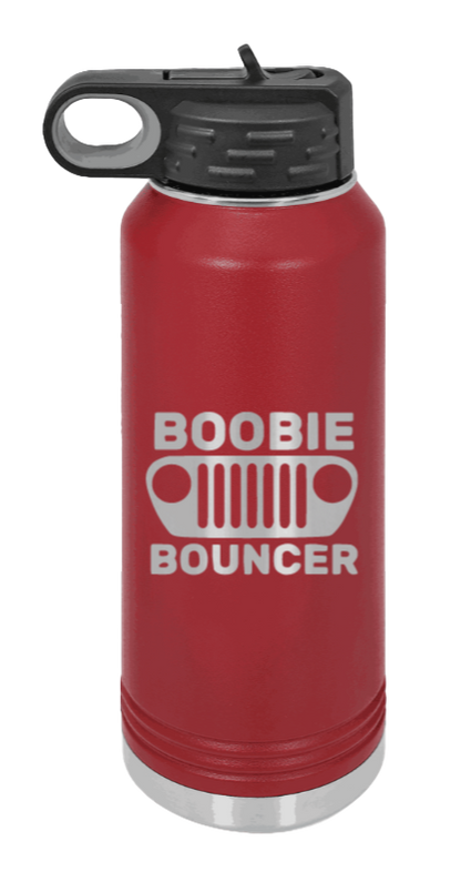 Boobie Bouncer - 32oz Water Bottle Laser Engraved- Maroon