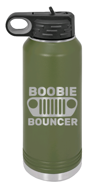 Boobie Bouncer - 32oz Water Bottle Laser Engraved- Olive