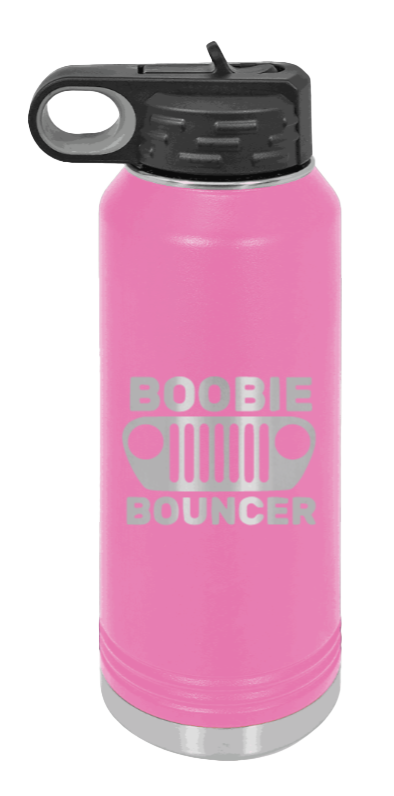 Boobie Bouncer - 32oz Water Bottle Laser Engraved- Pink