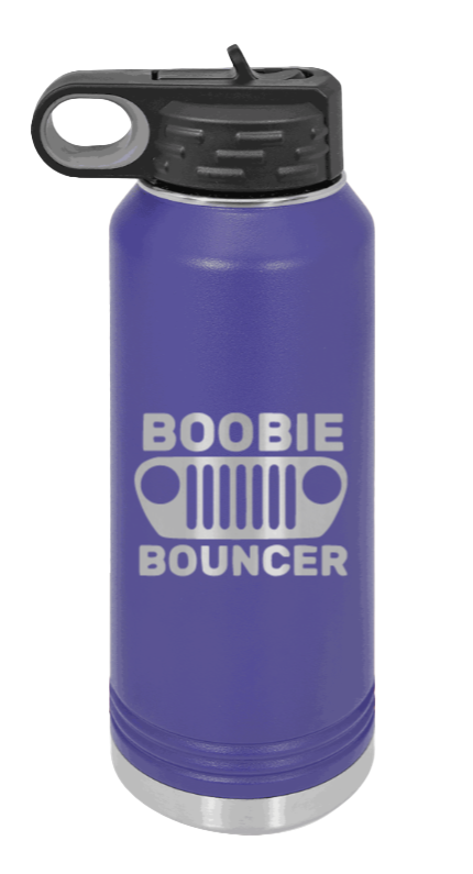 Boobie Bouncer - 32oz Water Bottle Laser Engraved- Purple