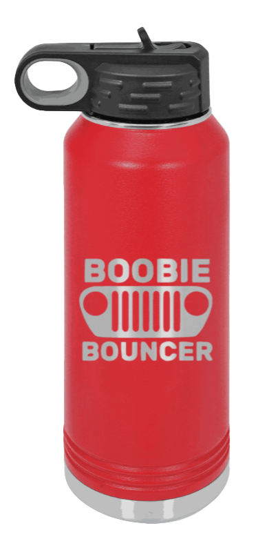 Boobie Bouncer - 32oz Water Bottle Laser Engraved- Red