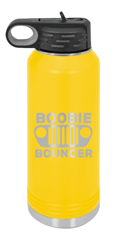 Boobie Bouncer - 32oz Water Bottle Laser Engraved- Yellow