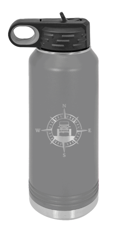 Jeep Compass CJ - 32oz Water Bottle Laser Engraved- Dark Grey