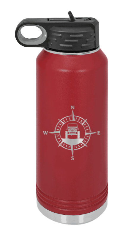 Jeep Compass CJ - 32oz Water Bottle Laser Engraved- Maroon