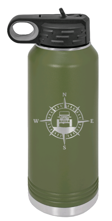 Jeep Compass CJ - 32oz Water Bottle Laser Engraved- Olive