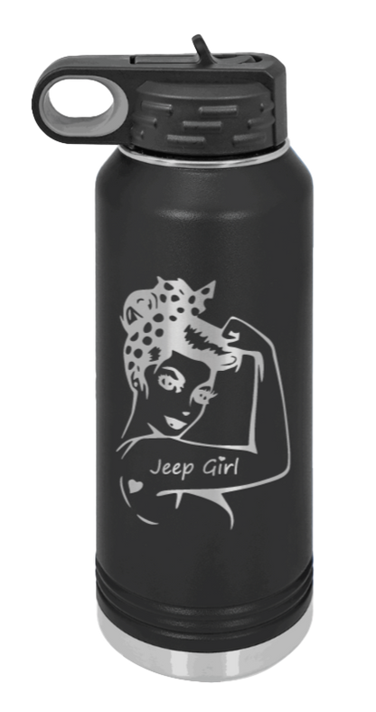 Jeep Girl - 32oz Water Bottle Laser Engraved- Black