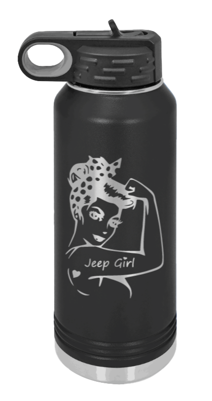 Jeep Girl - 32oz Water Bottle Laser Engraved- Black