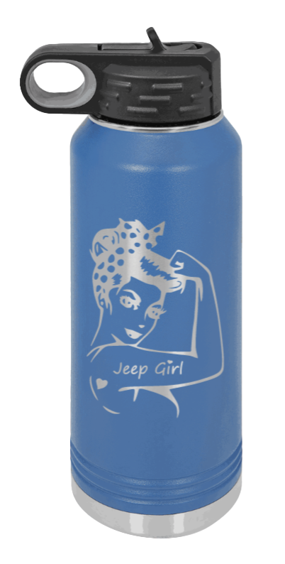 Jeep Girl - 32oz Water Bottle Laser Engraved- Royal Blue