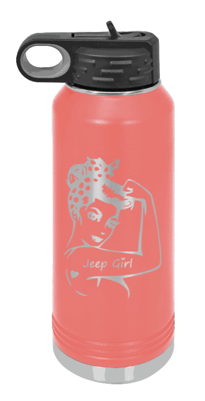 Jeep Girl - 32oz Water Bottle Laser Engraved- Coral