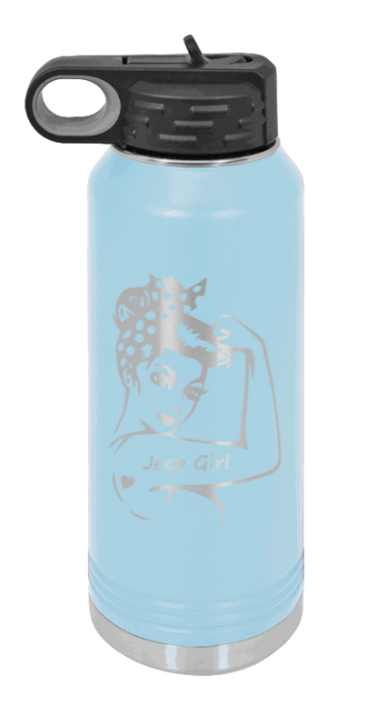 Jeep Girl - 32oz Water Bottle Laser Engraved- Light Blue