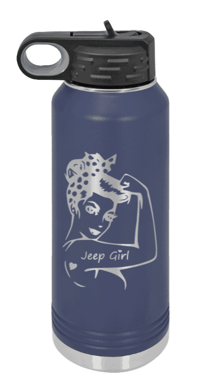 Jeep Girl - 32oz Water Bottle Laser Engraved- Navy