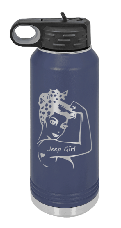Jeep Girl - 32oz Water Bottle Laser Engraved- Navy