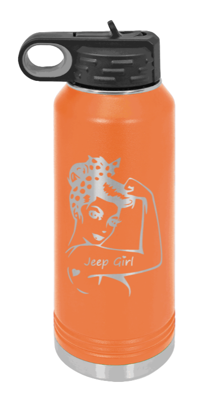 Jeep Girl - 32oz Water Bottle Laser Engraved- Orange