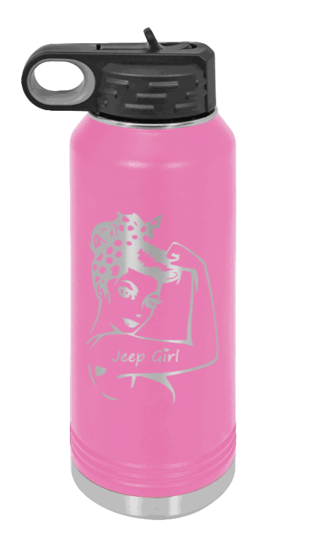 Jeep Girl - 32oz Water Bottle Laser Engraved- Pink
