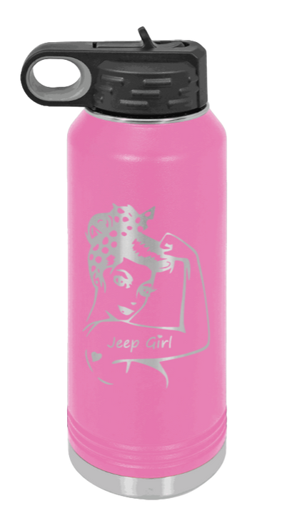 Jeep Girl - 32oz Water Bottle Laser Engraved- Pink