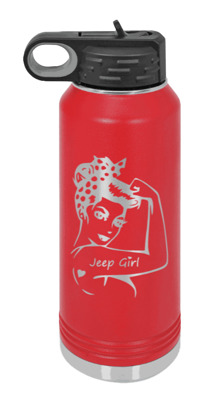 Jeep Girl - 32oz Water Bottle Laser Engraved- Red