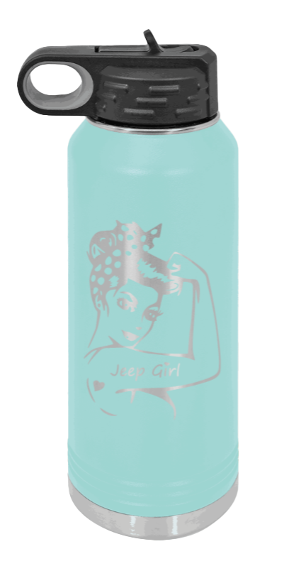Jeep Girl - 32oz Water Bottle Laser Engraved- Teal