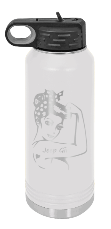 Jeep Girl - 32oz Water Bottle Laser Engraved- White