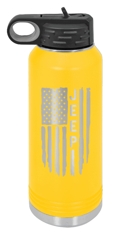 Jeep Flag - 32oz Water Bottle Laser Engraved- Yellow