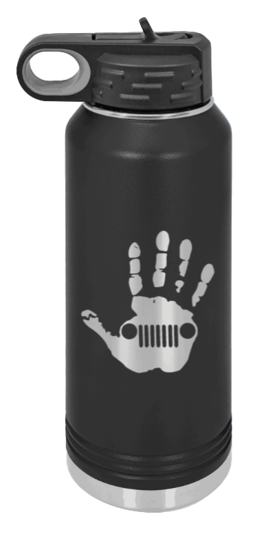 Jeep Wave - 32oz Water Bottle Laser Engraved- Black