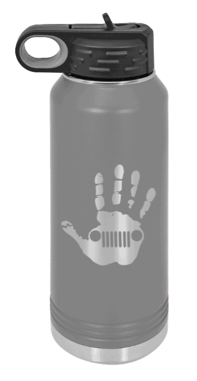 Jeep Wave - 32oz Water Bottle Laser Engraved- Dark Grey