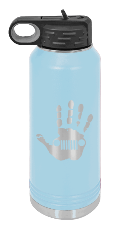 Jeep Wave - 32oz Water Bottle Laser Engraved- Light Blue