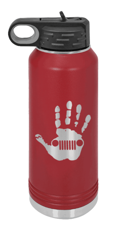 Jeep Wave - 32oz Water Bottle Laser Engraved- Maroon