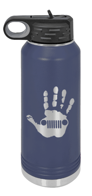 Jeep Wave - 32oz Water Bottle Laser Engraved- Navy
