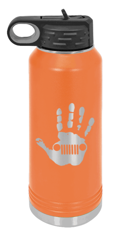 Jeep Wave - 32oz Water Bottle Laser Engraved- Orange