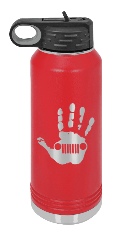 Jeep Wave - 32oz Water Bottle Laser Engraved- Red