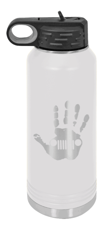 Jeep Wave - 32oz Water Bottle Laser Engraved- White