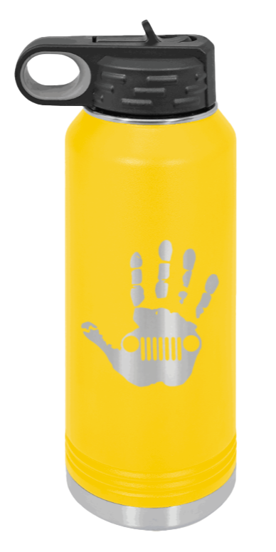 Jeep Wave - 32oz Water Bottle Laser Engraved- Yellow