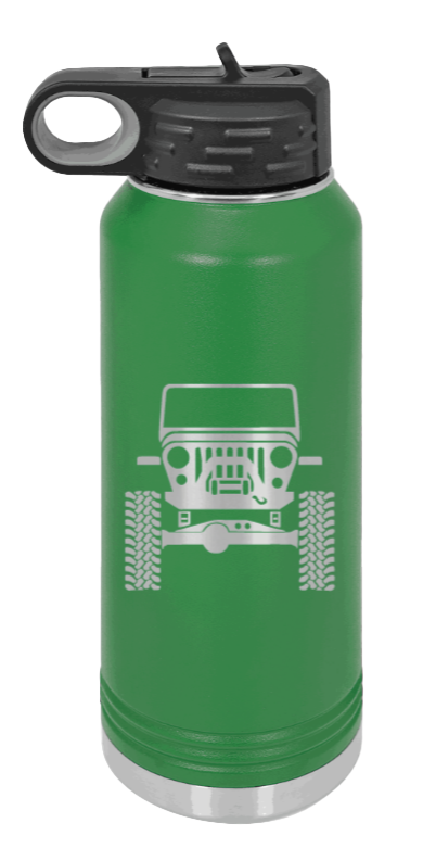 Jeep CJ - 32oz Water Bottle Laser Engraved- Green