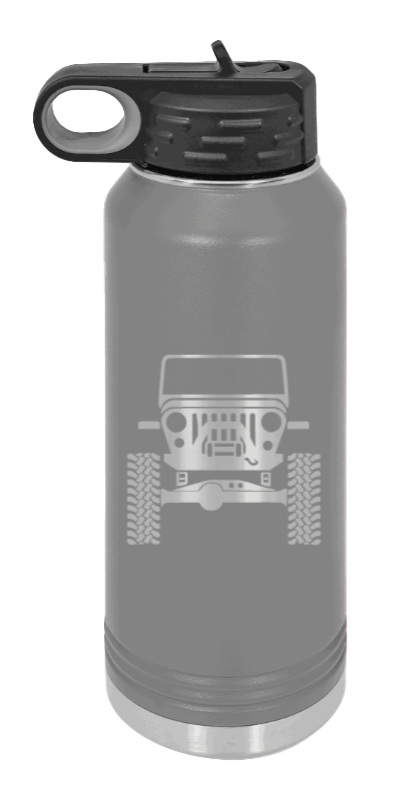 Jeep CJ - 32oz Water Bottle Laser Engraved- Dark Grey
