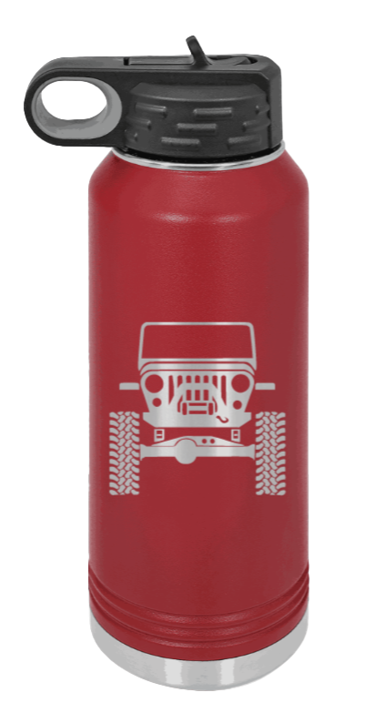 Jeep CJ - 32oz Water Bottle Laser Engraved- Maroon