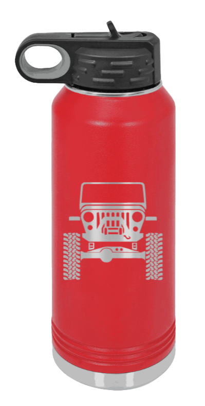 Jeep CJ - 32oz Water Bottle Laser Engraved- Red