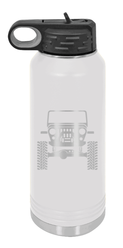 Jeep CJ - 32oz Water Bottle Laser Engraved- White