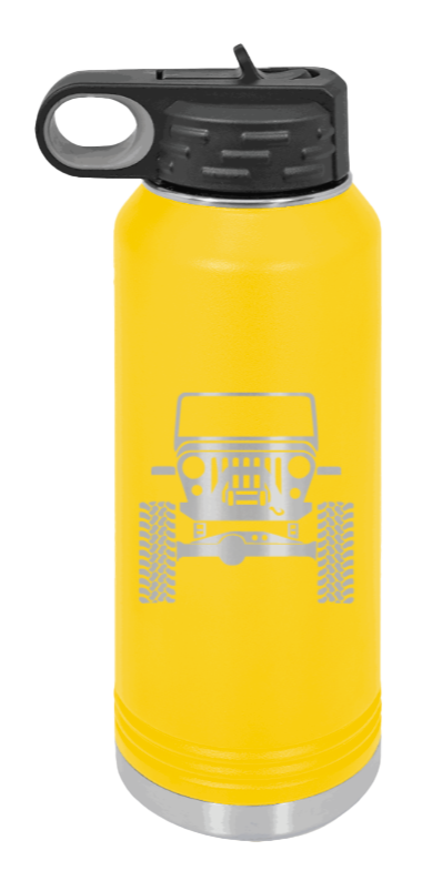 Jeep CJ - 32oz Water Bottle Laser Engraved- Yellow