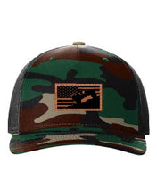 Load image into Gallery viewer, Jeep Flag 2 Leather Patch Richardson 112 Duck Camo Hat
